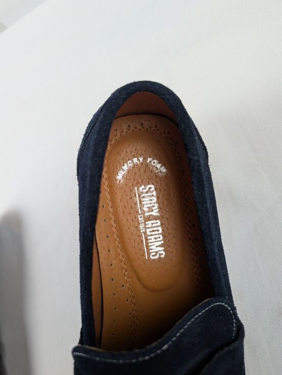 Stacy Adams Colfax Blue Suede Shoes Penny Loafer Slip On White Stitching Men 9 M main image 10